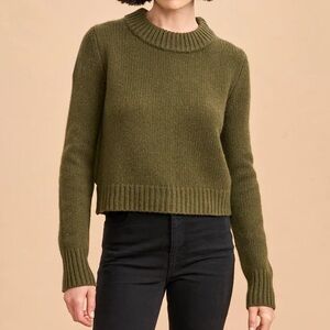 La Ligne | Solid Mini Marin Wool Cashmere Sweater In Olive Size: XS